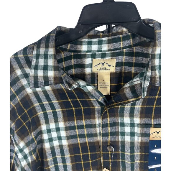 Blue‎ Mountain Long Sleeve Button-Up Plaid Shirt Men's Size Large Green NWT - Picture 5 of 5